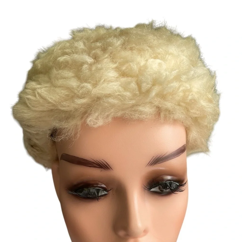 Vintage 8” Real Fur Hat 1950’s 1960’s Small Crème Tan